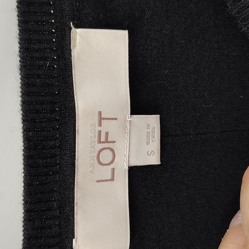 Loft Pullover Sweater Size Small Solid Black With… - image 5